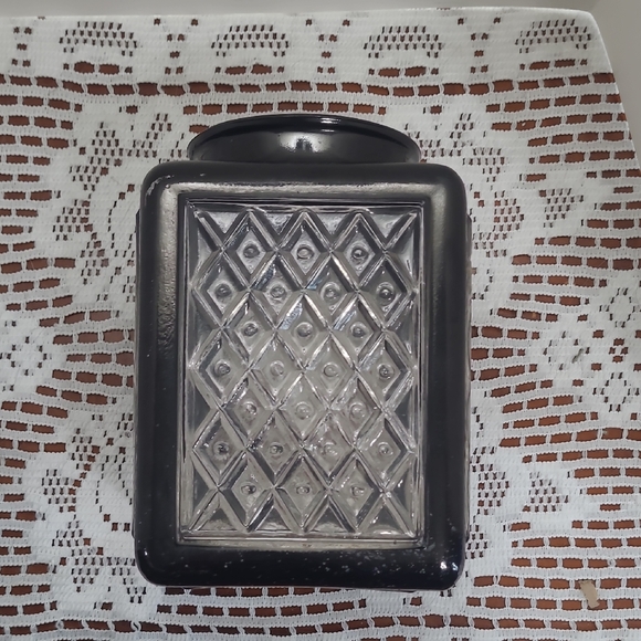 Other - Black Enameled and Clear Glass Square Porch Light Cover